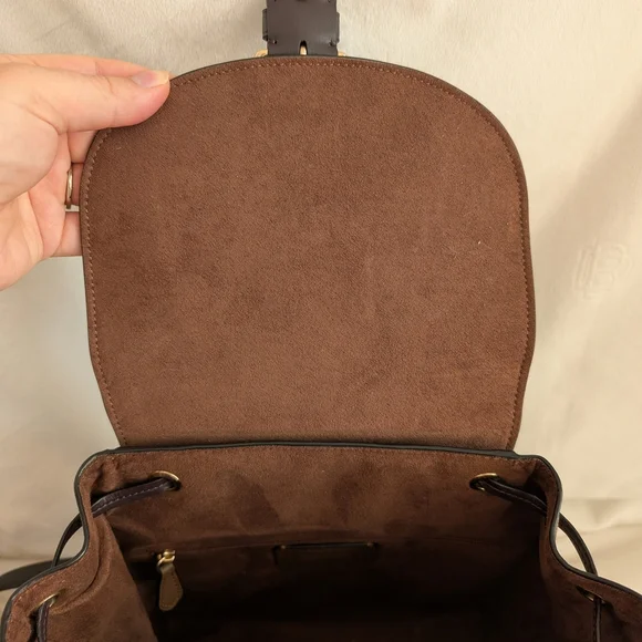 Coach Kleo Backpack Suede & Leather Monogram Signature C Orange Brown Gold Black - Picture 8 of 9